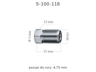 ZL118 - Końcówka przewodu hamulcowego M12x1x5 długość  21mm