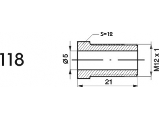 ZL118 - Końcówka przewodu hamulcowego M12x1x5 długość  21mm